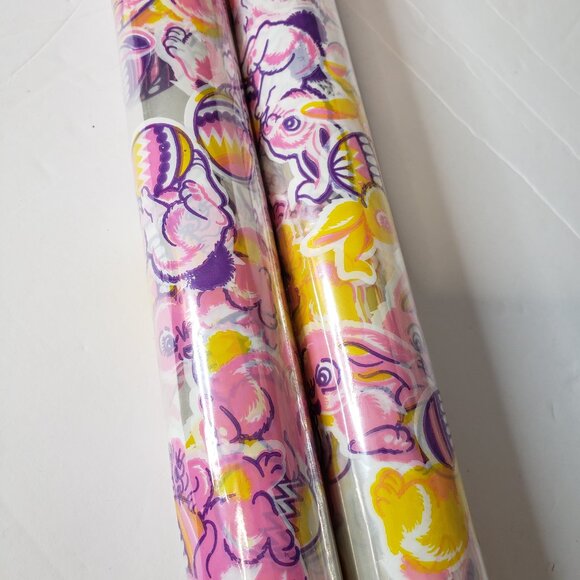 CUTE 2 Vintage Transparent Easter Basket Gift Wrap Pink Yellow NEW Cellophane - Picture 2 of 4